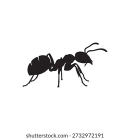 Little black ant silhouette vector flat illustration