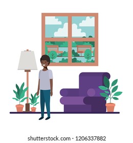 little black boy in livingroom