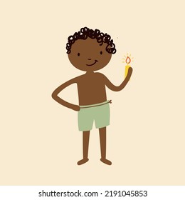 The Little Black Boy of the Pasture Lettering. Fantastic Creature of Brazilian Folklore. Calligraphy. Vector. 