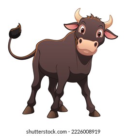 Little Black Bull Cartoon Animal Illustration