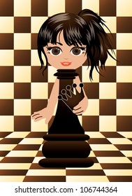 Little black chess pawn, vector illustration