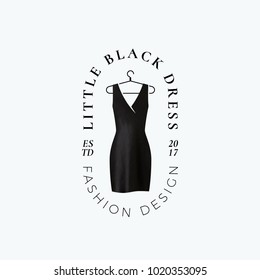 Little Black Dress. Abstract Vector Sign, Symbol Or Logo Template. Fashion Boutique Emblem With Classy Typography. Isolated.