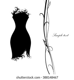 little black dress. vector, black dress, with openwork elements