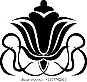 Little black flower tattoo, tattoo illustration, vector on a white background.