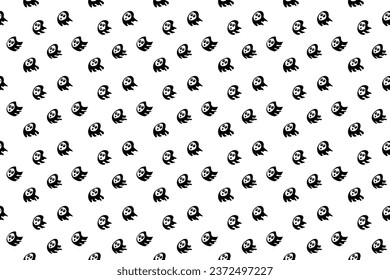 The little black ghost vector as seamless pattern on halloween theme background