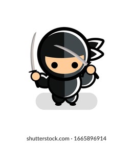 Little black ninja icon with two swords number 2