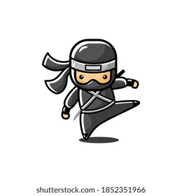 Little Black Ninja Kicking Upwards Powerfull Stock Vector (Royalty Free ...