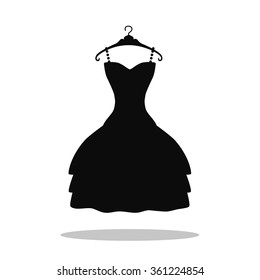 Little  Black Party  Dress  Icon.Fashion Logo Template,background.Vector Isolated Sign On White.Simple Silhouette Hanging On Hanger.