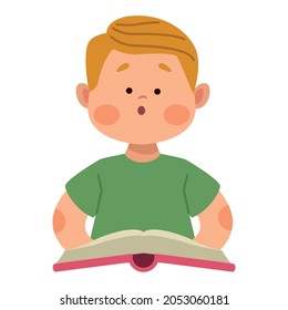 little blond student boy character
