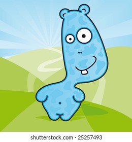 Little Blue Alien on background