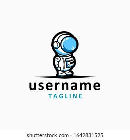 little blue astronaut logo design inspiration . baby astronaut logo design template . cute astronaut logo design . little robot vector template
