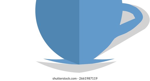 Little blue cup, illustration, vector on white background.