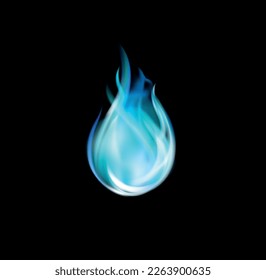 little blue fire image on black background