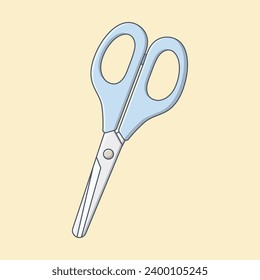 Little blue scissors vector flat illustration