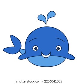 Little blue Whale. Vector illustration for children