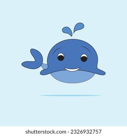 Little blue Whale. Vector illustration for children