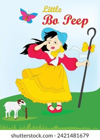 Little Bo Peep for kids learning school education. Nursery Rhymes