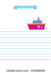 little boat baby boy arrival card