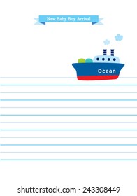 little boat baby boy arrival card