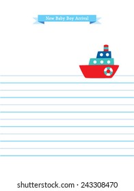 little boat baby boy arrival card