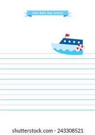 little boat baby boy arrival card