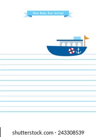 little boat baby boy arrival card