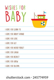 little boat wishes for baby message card
