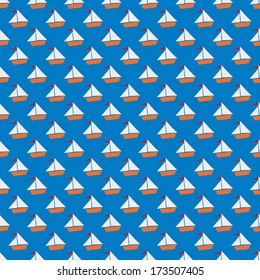 Little boats hand drawing style vector pattern