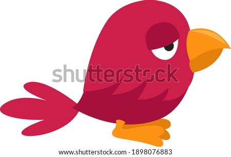 Little bored bird, illustration, vector on a white background.