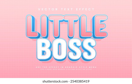 Pequeno chefe efeito de texto vetorial editável com conceito bonito rosa minimalista