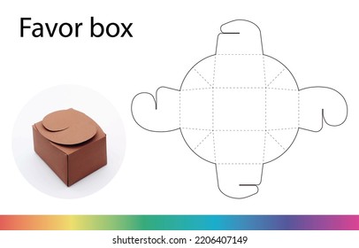 Little box template. Wedding souvenir box pattern. Resizable cutting file. No glue is needed to create this box. 