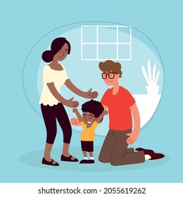 little boy adoption family scene