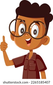 
Little Boy of African Ethnicity Feeling Cheerful Vector Cartoon. Positive child showing okay sign using his thumb finger
