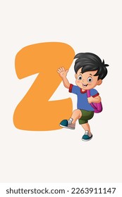 Little boy with Alphabet Z vector design illustration