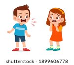 little boy angry and shout to little girl