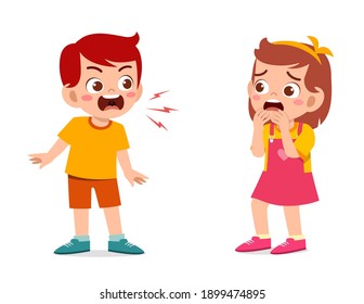 little boy angry and shout to little girl