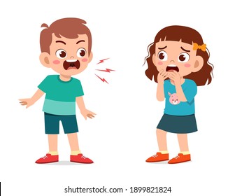 little boy angry and shout to little girl