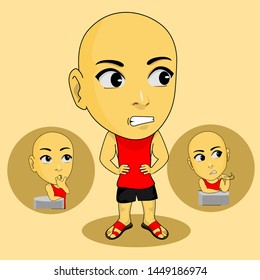the little boy is angry and upset, Vector cartoon illustration, the character of a cute and funny little boy