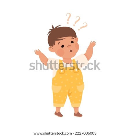 Little Boy Asking Question Shrugging His Shoulders Vector Illustration