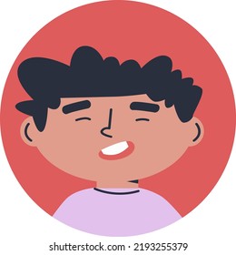 Little Boy Avatar Vector. Funny Cartoon Kids Characters. Happy Kids Profile Icons. Icons For Games, Online Communities, Web Forums. Vector Illustration In Flat Cartoon Style