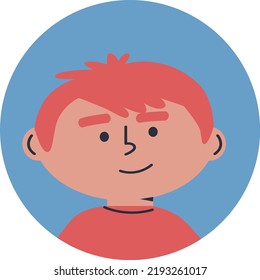 Little Boy Avatar Vector. Funny Cartoon Kids Characters. Happy Kids Profile Icons. Icons For Games, Online Communities, Web Forums. Vector Illustration In Flat Cartoon Style