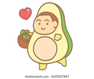 Little boy in avocado costume for Clip art.
