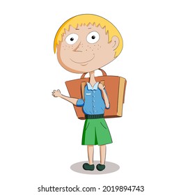Little boy with a backpack.Vector design, children's and school themes.