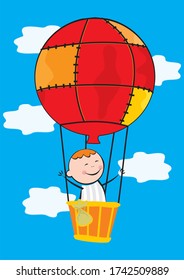 little boy at balloon, vector illustration