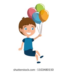 little boy with balloons helium character