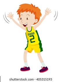 Little boy in basketball uniform illustration