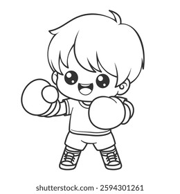 Little boy becomes a boxer, for coloring