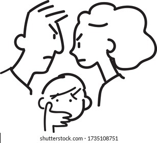 little boy between two quarreling parents