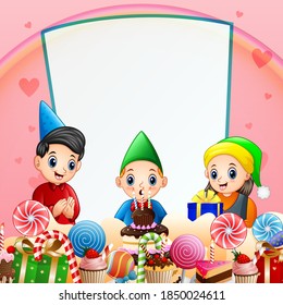 A little boy birthday party background illustration