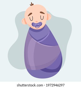 Little boy in a blanket. Baby with pacifier